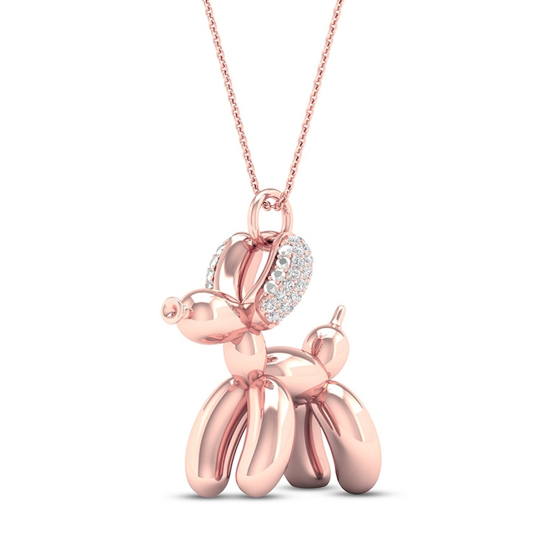 Main Image 2 of Diamond Dog Necklace 1/10 ct tw 14K Rose Gold-Plated Sterling Silver