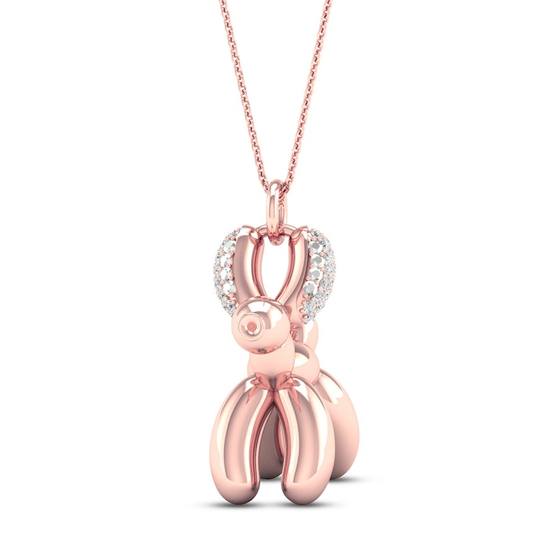 Main Image 3 of Diamond Dog Necklace 1/10 ct tw 14K Rose Gold-Plated Sterling Silver