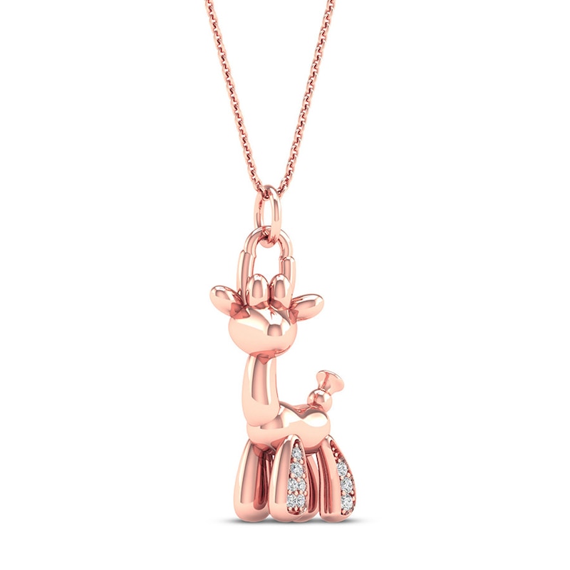 Main Image 2 of Diamond Giraffe Necklace 1/20 ct tw Sterling Silver 14K Rose Gold Plated