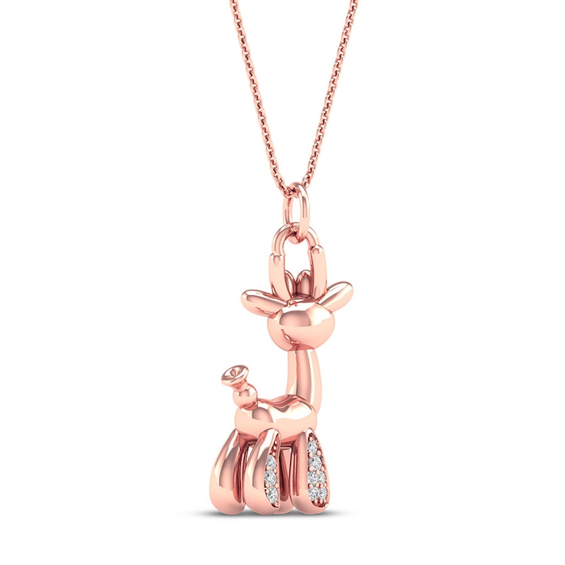 Main Image 4 of Diamond Giraffe Necklace 1/20 ct tw Sterling Silver 14K Rose Gold Plated