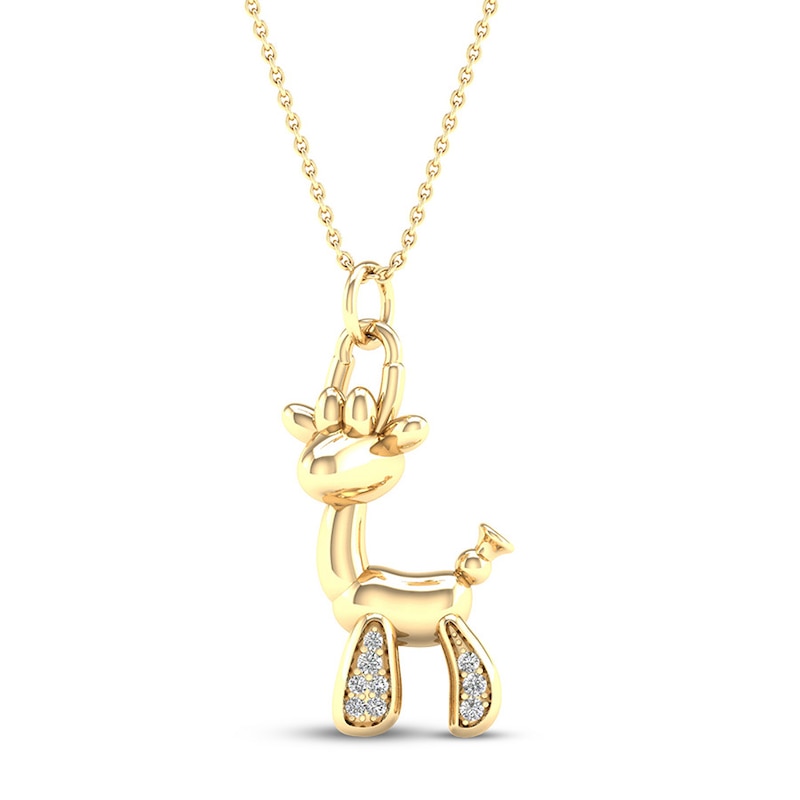 Main Image 1 of Diamond Giraffe Necklace 1/20 ct tw 14K Yellow Gold Plated Sterling Silver