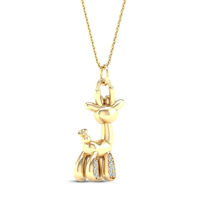 Main Image 4 of Diamond Giraffe Necklace 1/20 ct tw 14K Yellow Gold Plated Sterling Silver
