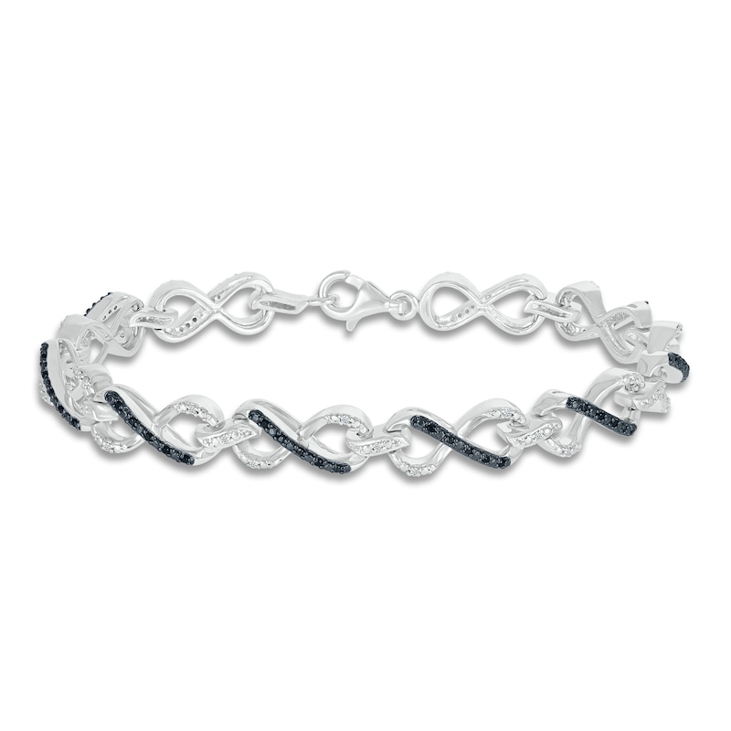 Main Image 1 of Diamond Infinity Bracelet 1/3 ct tw Black/White Sterling Silver