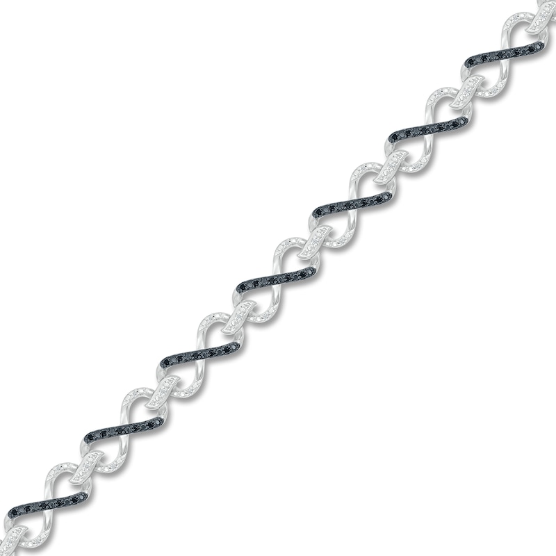 Main Image 2 of Diamond Infinity Bracelet 1/3 ct tw Black/White Sterling Silver