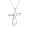 Thumbnail Image 1 of Diamond Cross Necklace 1/6 ct tw Round 10K White Gold