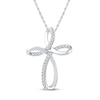 Thumbnail Image 0 of Diamond Cross Necklace 1/6 ct tw Round 10K White Gold