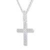 Thumbnail Image 0 of Diamond Cross Necklace 1/6 ct tw Round 10K White Gold