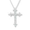 Thumbnail Image 0 of Diamond Cross Necklace 1/8 ct tw Round 10K White Gold