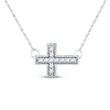 Thumbnail Image 0 of Sideways Cross Necklace 1/15 ct tw Diamonds 10K White Gold