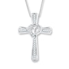 Thumbnail Image 1 of Diamond Cross Necklace 1/6 ct tw Round Sterling Silver