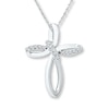 Thumbnail Image 0 of Diamond Cross Necklace 1/10 ct tw Round 10K White Gold