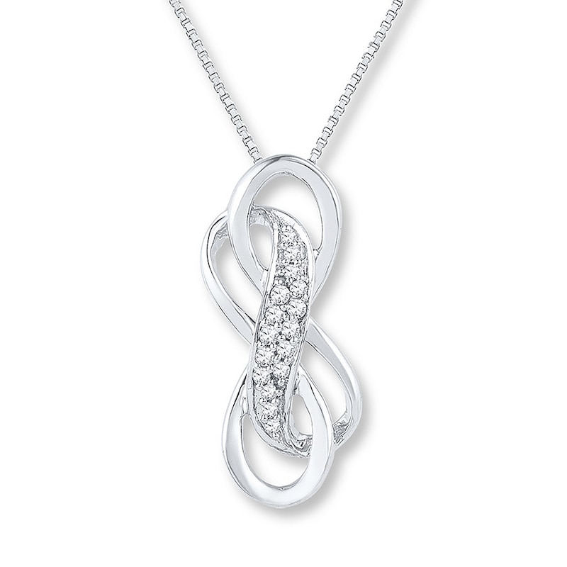 Main Image 1 of Double Infinity Necklace 1/10 ct tw Diamonds Sterling Silver