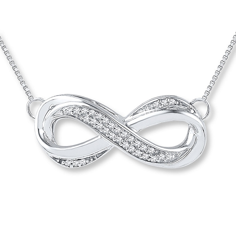 Diamond Infinity Necklace 1/10 ct tw Round Sterling Silver