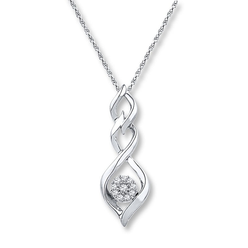 Main Image 1 of Diamond Necklace 1/10 ct tw Round 10K White Gold