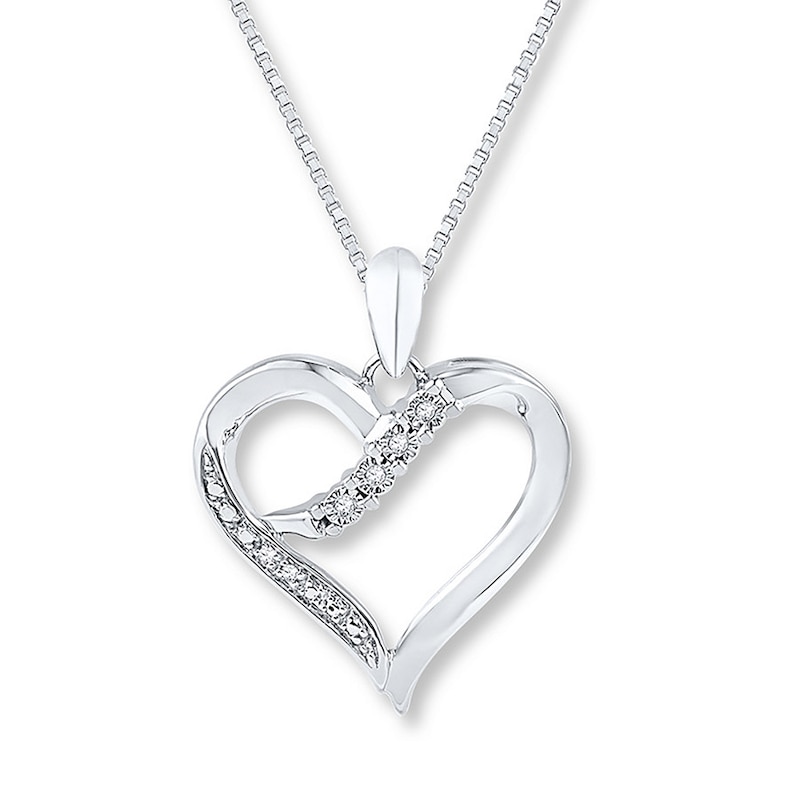 Main Image 1 of Heart Necklace Diamond Accents Sterling Silver