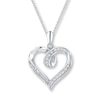 Thumbnail Image 1 of Diamond Heart Necklace 1/8 ct tw Baguette/Round Sterling Silver