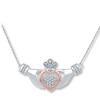 Thumbnail Image 0 of Claddagh Necklace 1/8 ct tw Diamonds Silver/10K Rose Gold