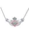 Thumbnail Image 1 of Claddagh Necklace 1/8 ct tw Diamonds Silver/10K Rose Gold