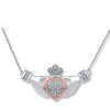 Thumbnail Image 0 of Claddagh Necklace 1/8 ct tw Diamonds Silver/10K Rose Gold