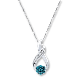 Diamond Necklace 1/6 ct tw Blue/White 10K White Gold