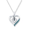 Thumbnail Image 1 of Diamond Heart Necklace 1/6 ct tw Blue & Black Sterling Silver