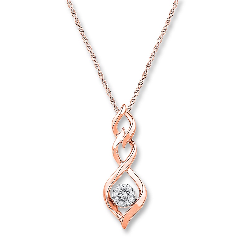 Main Image 1 of Diamond Necklace 1/10 ct tw Round 10K Rose Gold