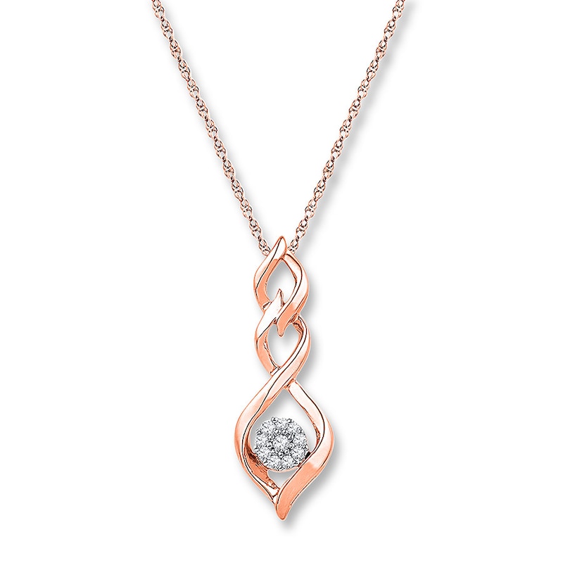 Diamond Necklace 1/10 ct tw Round 10K Rose Gold