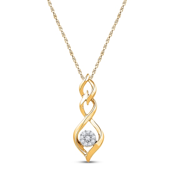 Diamond Necklace 1/10 ct tw Round-cut 10K Yellow Gold ...