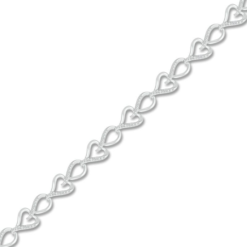 Diamond Heart Bracelet 1/10 ct tw Round Sterling Silver