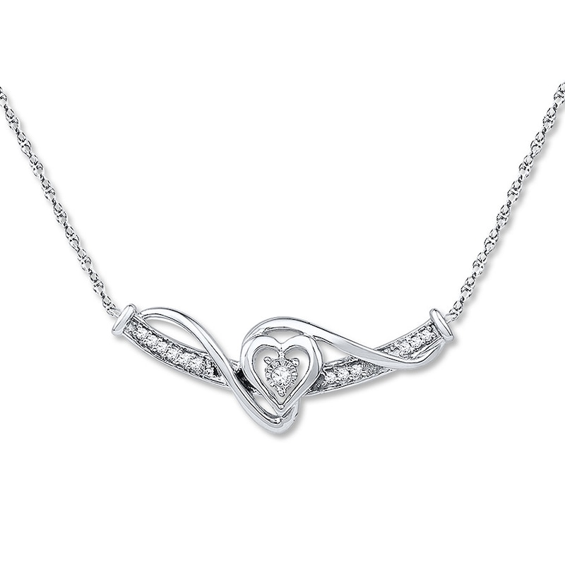 Main Image 1 of Heart Necklace 1/10 ct tw Diamonds Sterling Silver