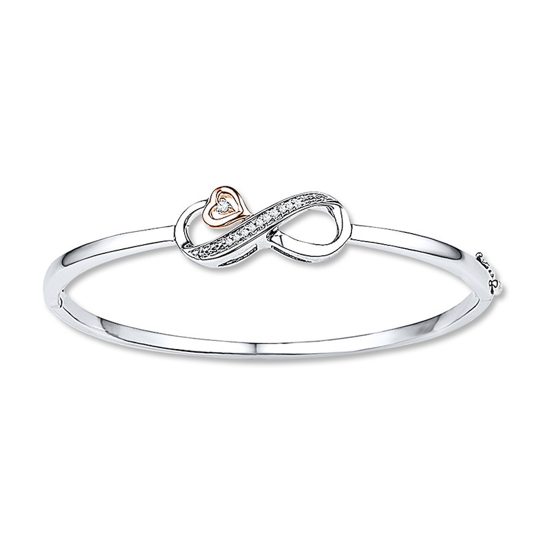 Main Image 1 of Infinity Bracelet 1/15 ct tw Diamonds Sterling Silver/10K Rose Gold