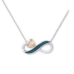 Infinity Necklace 1/20 ct tw Diamonds Sterling Silver/10K Gold