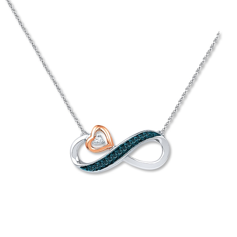 Main Image 1 of Infinity Necklace 1/20 ct tw Diamonds Sterling Silver/10K Gold