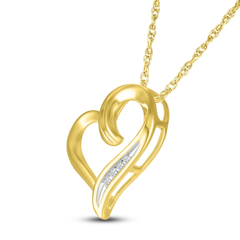 Main Image 1 of Heart Necklace Diamond Accents 10K Yellow Gold