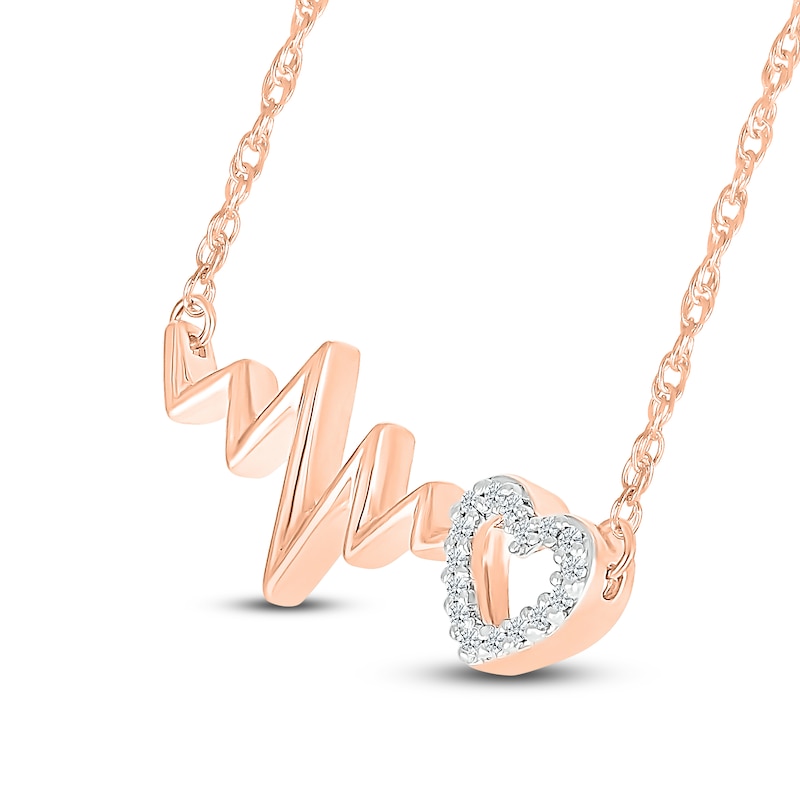 Main Image 1 of Heartbeat Necklace 1/20 ct tw Diamonds 10K Rose Gold