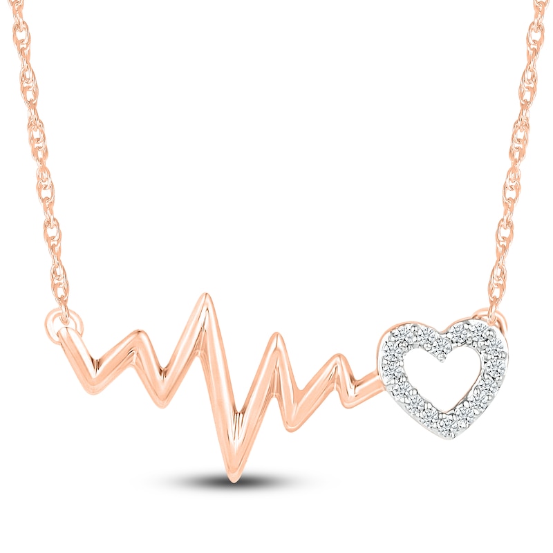 Main Image 2 of Heartbeat Necklace 1/20 ct tw Diamonds 10K Rose Gold