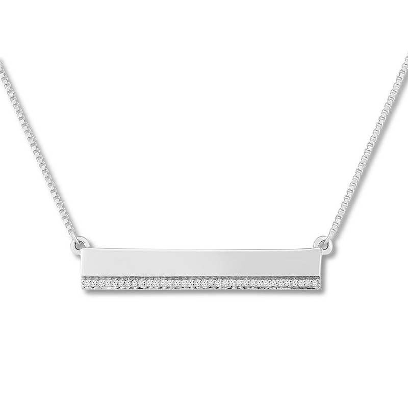 Main Image 1 of Diamond Bar Love Necklace 1/20 Carat tw Sterling Silver