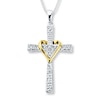 Thumbnail Image 0 of Cross Necklace 1/10 ct tw Diamonds Sterling Silver/10K Yellow Gold