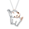 Thumbnail Image 1 of Elephant Necklace 1/20 ct tw Diamonds Sterling Silver/10K Rose Gold