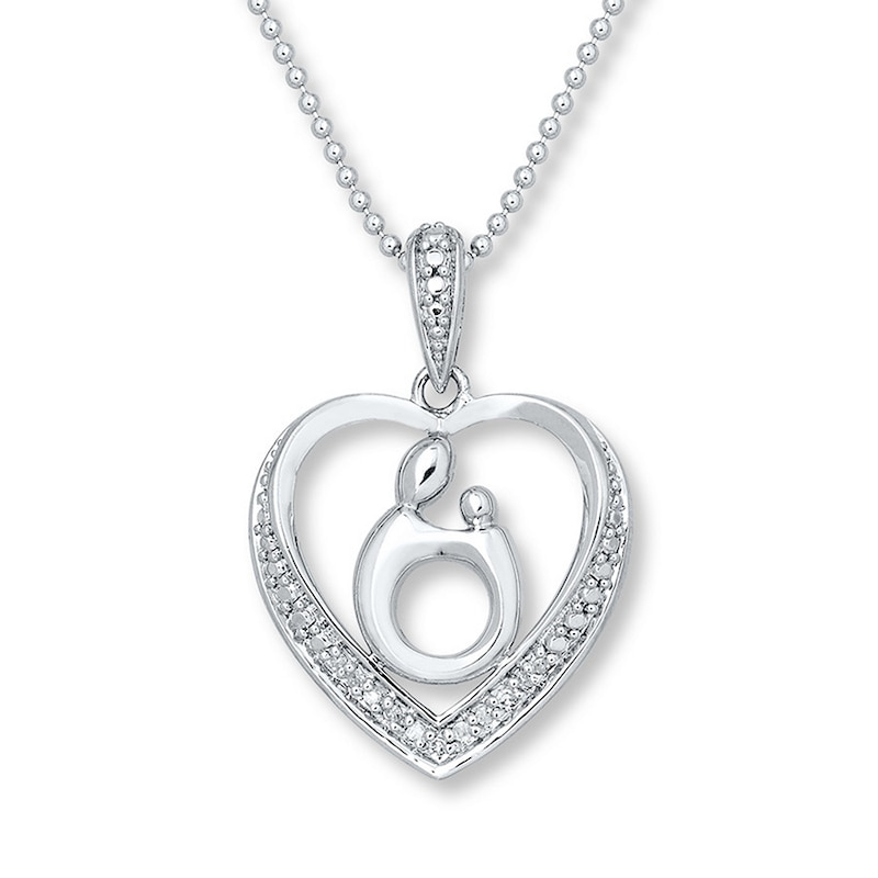 Main Image 1 of Mother & Child® Necklace 1/15 ct tw Diamonds Sterling Silver