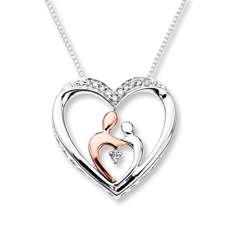 Diamond Necklace 1/20 ct tw Round Sterling Silver/10K Rose Gold