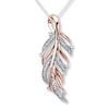 Thumbnail Image 1 of Diamond Feather Necklace 1/6 ct tw Sterling Silver/10K Rose Gold