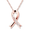 Thumbnail Image 1 of Pink Ribbon Necklace 1/20 ct tw Diamonds 10K Rose Gold