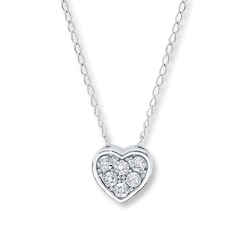 Heart Young Teen Necklace Diamond Accents Sterling Silver