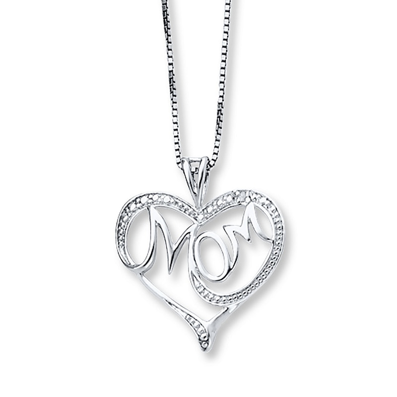 Main Image 1 of Mom Necklace Diamond Accents Sterling Silver