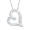 Thumbnail Image 1 of Diamond Heart Necklace 1/6 ct tw Round/Baguette Sterling Silver