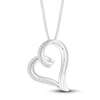 Thumbnail Image 2 of Diamond Heart Necklace 1/6 ct tw Round/Baguette Sterling Silver