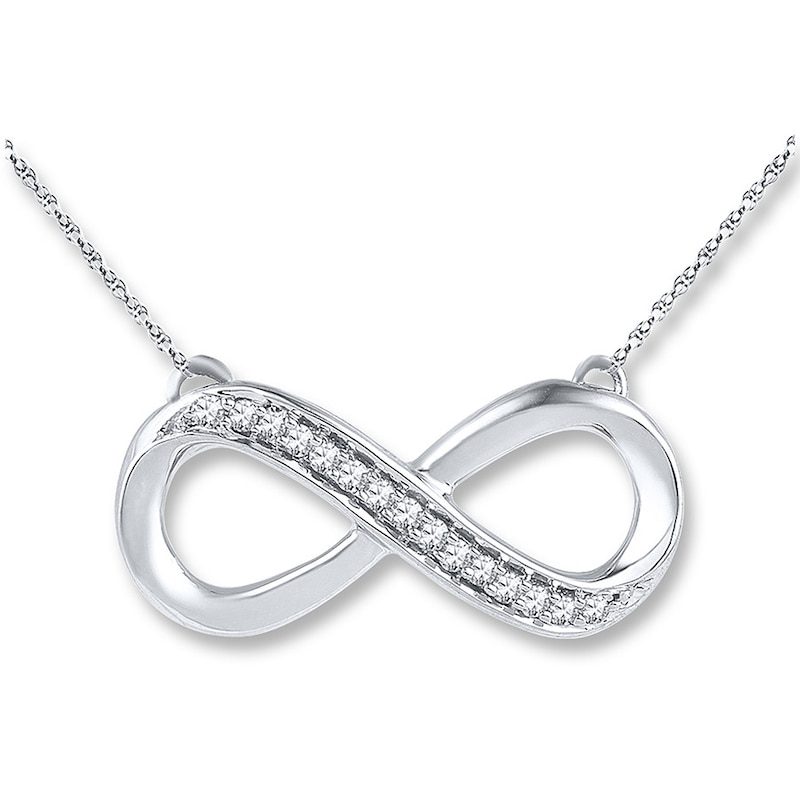 Diamond Infinity Necklace 1/10 ct tw Round Sterling Silver