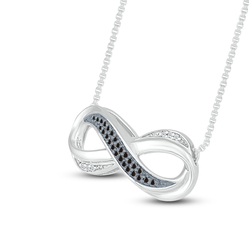 Black/White Diamond Infinity Necklace 1/10 cttw Sterling Silver