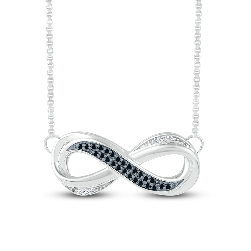 Main Image 2 of Black/White Diamond Infinity Necklace 1/10 cttw Sterling Silver